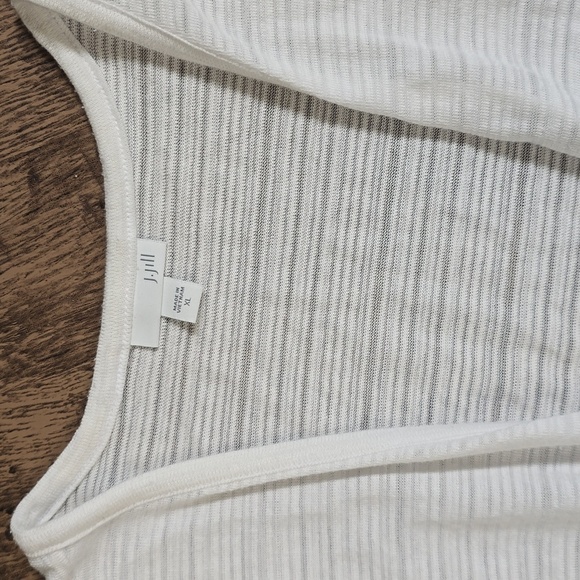 J. JILL Women's XL White Long Button Up Striped Cardigan - Picture 3 of 5